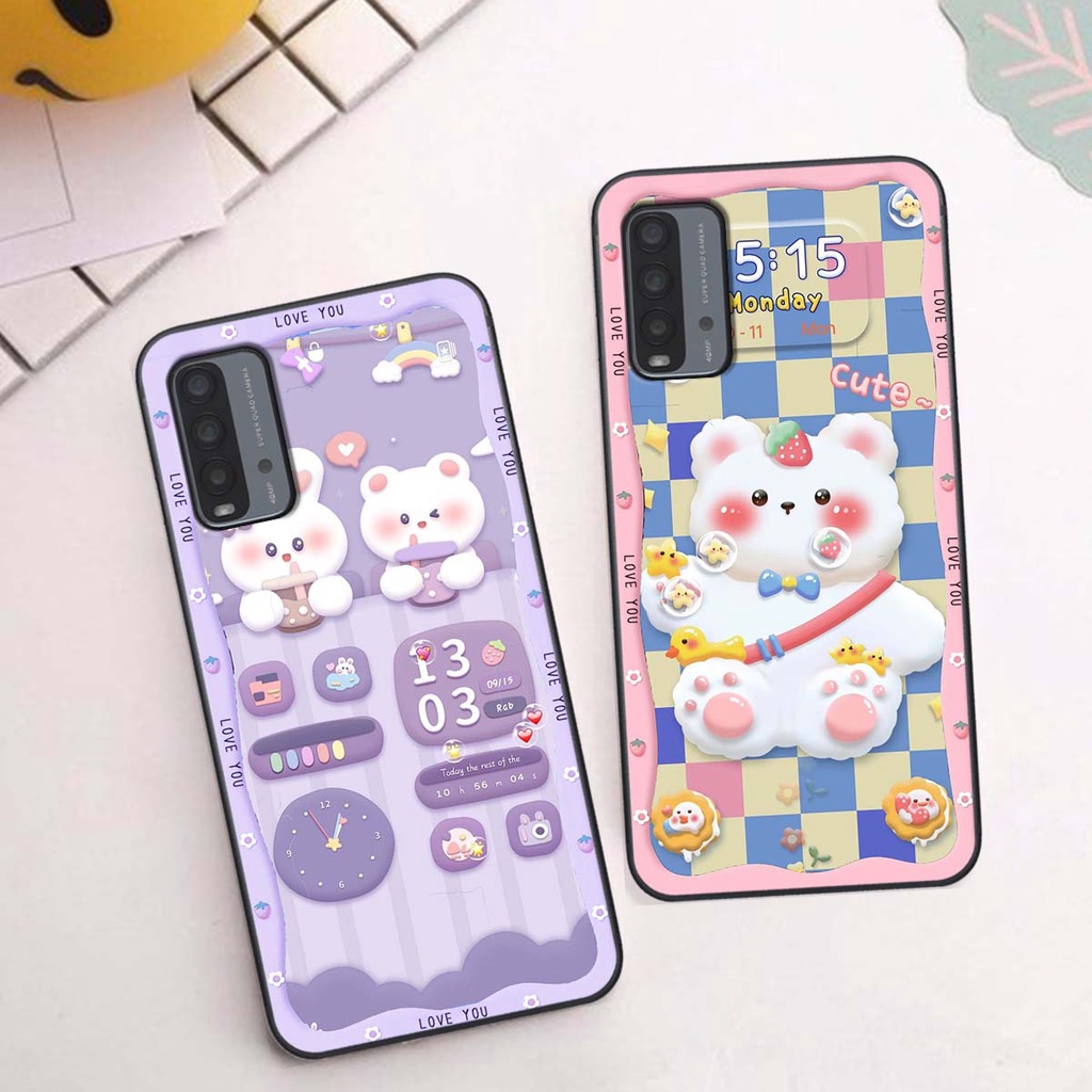 Ốp lưng Xiaomi Redmi 9T in hình gấu cute,bò sữa 3D cute dễ thương bảo vệ điện thoại.