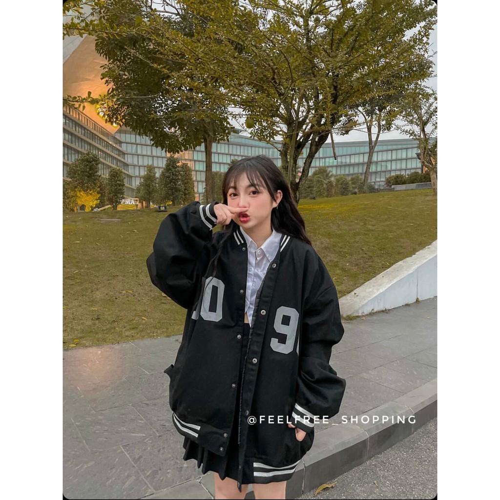 Áo Bomber Bóng Chày Ulzzang Unisex H090 Hàn Quốc 2022 (Ảnh Thật + Kèm Clip Cận Chất)