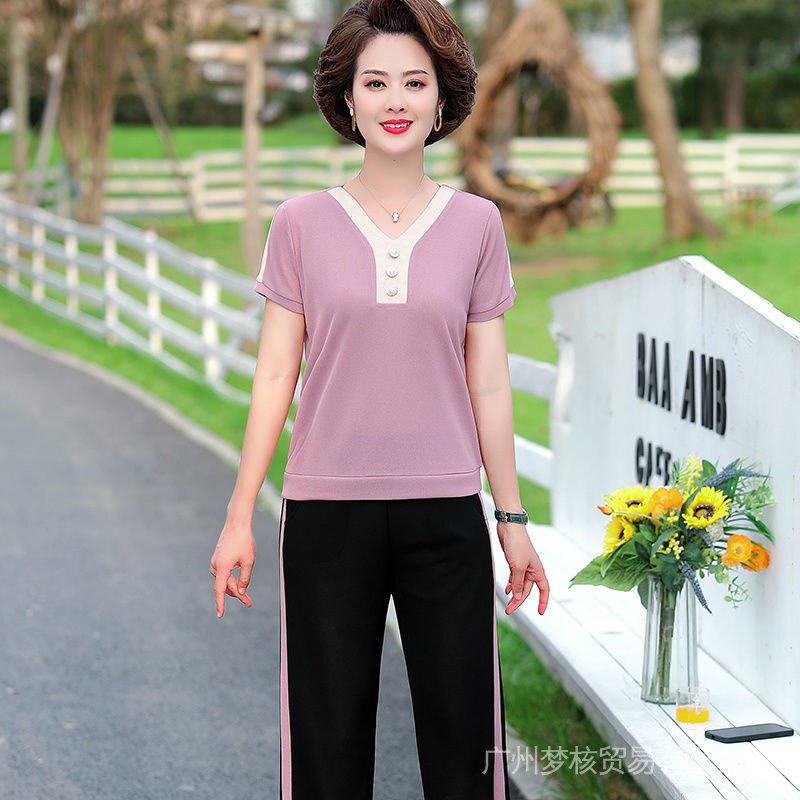 Bộ Trang Phục Hai Mảnh Thời Trang Mùa Hè Phong Cách Phương Tây Cho Phụ Nữ Trung Niên 40-50 Tuổi 2022
