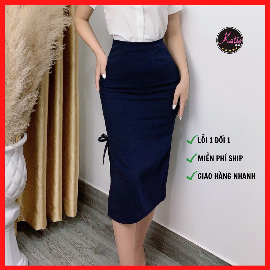 Chân Váy Xẻ Tà KATIE Dài 72cm Chân Váy Công Sở Qua Gối Thời Trang Chất Liệu Tuyết Mưa Không Nhăn Có Váy BigSize CVX