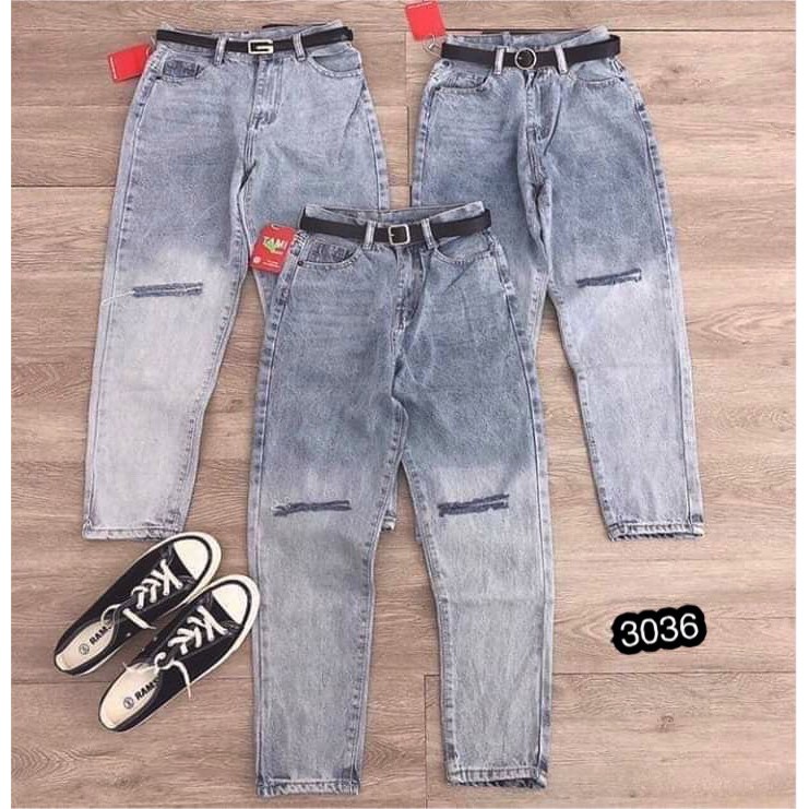 FS50K_QUẦN BAGGY JEANS NỮ RÁCH GỐI OHS3036