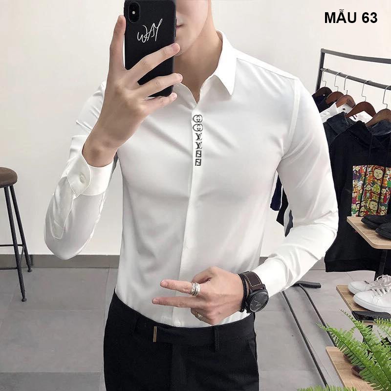 Follow Shop Săn Deal Hot Ngày 11/11 Áo Sơ Mi Nam Màu Trắng In Họa Tiết Thời Trang