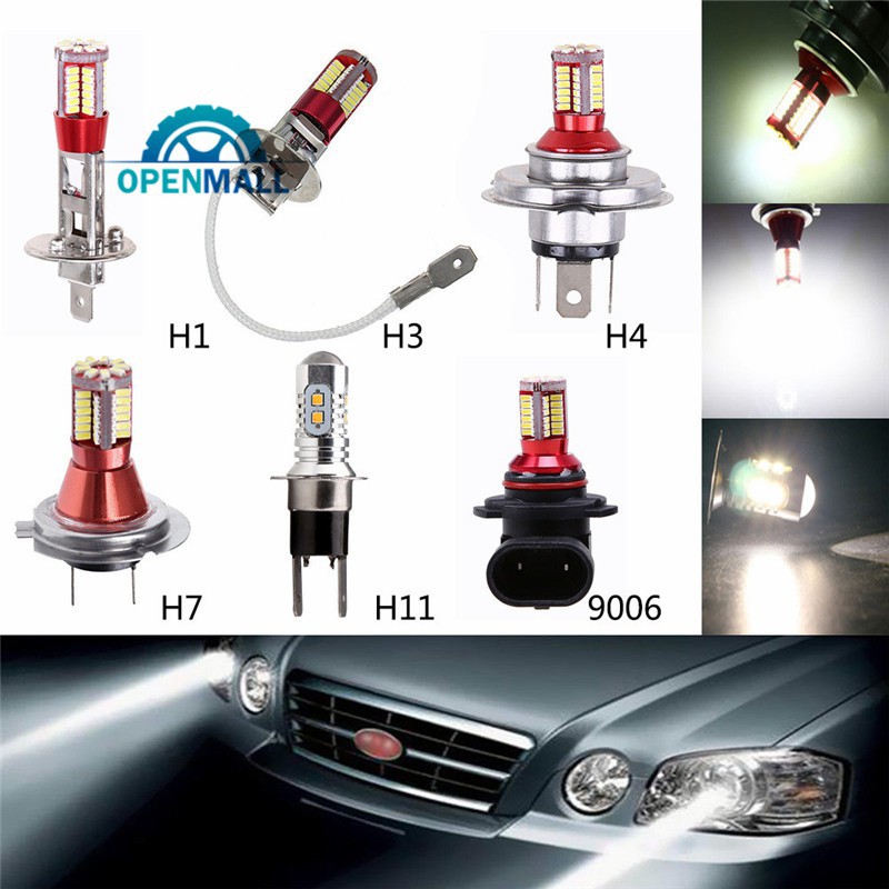 Đèn sương mù 4014 DC 57-smd LED H4 / 47 / H11 / H3 / H1 / 9006 12V 6000K chất lượng cao dành cho xe hơi