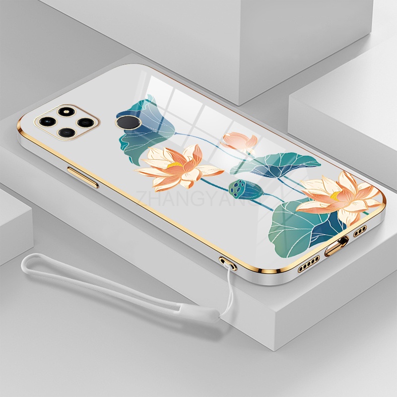 ốp lưng Realme c25 c25s c12 ốp điện thoại Realme c25 c25s c12 Ốp Điện Thoại TPU Dẻo Mạ Màu Họa Tiết Hoa Sen Sang Trọng