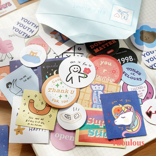 Túi 60 tấm sticker hình dán theo chủ đề trang trí sổ bullet journal làm quà tặng