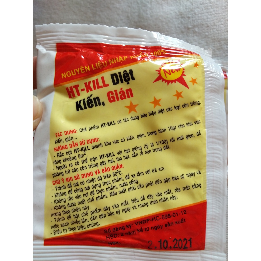 Bột Diệt Kiến Sinh Học  Diệt Gián 100% HT KILL Rắc Diệt Kiến Ba Khoang, Kiến Lửa Bộ Y Tế Cấp Phép