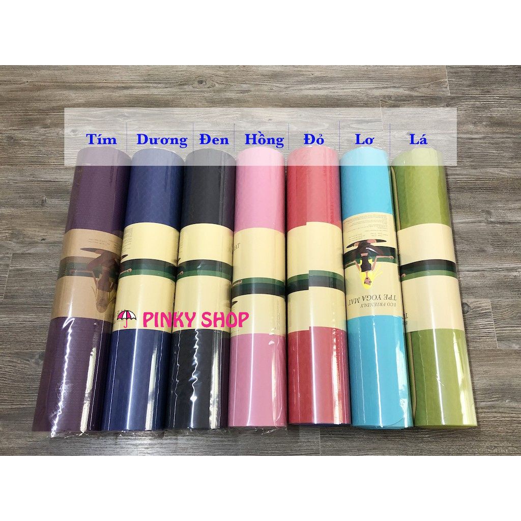 Thảm tập Gym Yoga 8mm tại nhà cao cấp chống trơn trượt hút mồ hôi dày đẹp TPE Hàn Quốc [tặng túi đựng] Pinky Shop Mã TYG