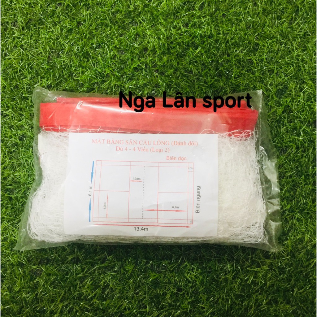 Lưới Cầu Lông giá rẻ 4 viền mỏng nhẹ tập luyện đánh cầu lông học sinh, trẻ em, đấu phong trào