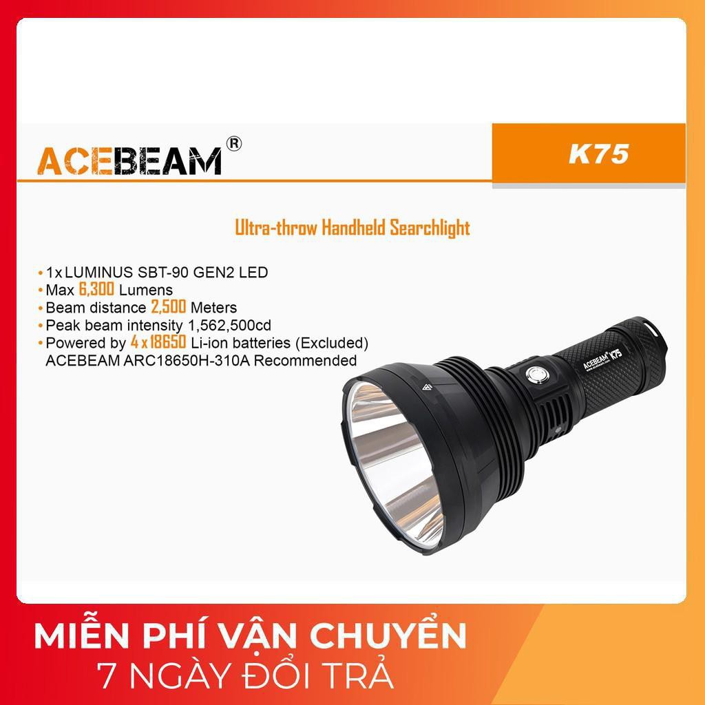 Đèn pin siêu sáng chiếu xa ACEBEAM K75 sáng 6500lm chiếu xa 2500m  sử dụng 4 pin 18650 (không kèm theo) Đèn &amp; Đèn Pin