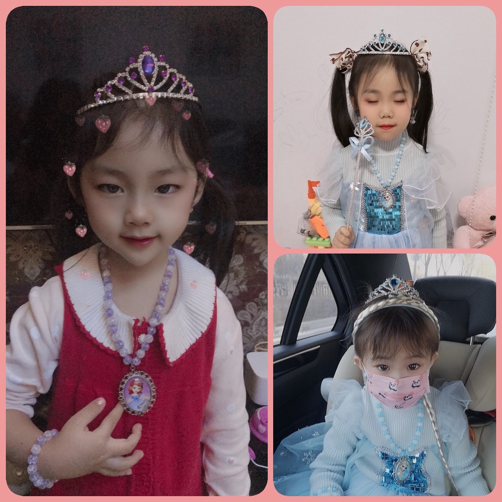 Vương Miện Công Chúa Sophia Elsa Đính Pha Lê Nhiều Màu Thiết Kế Xinh Xắn Cho Bé Gái