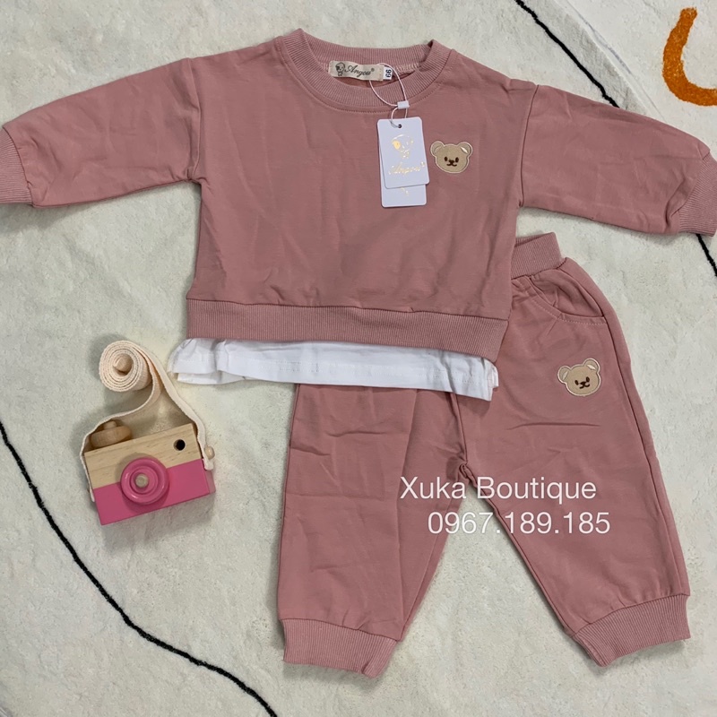 Set Bộ Quần Áo Nỉ Da Cá Gấu Cho Bé - Xuka Boutique - Bộ Quần Áo Dài Thu Đông Bé Trai Bé Gái Chất Siêu Đẹp [Ảnh thật]