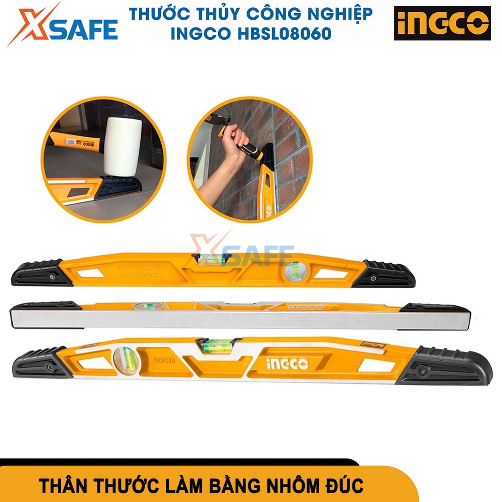 Thước Thủy Công Nghiệp 60cm INGCO HBSL08060 - Độ chính xác: 0.5mm / m, dùng để để đo đạc độ nghiêng[CHÍNH HÃNG][XSAFE]