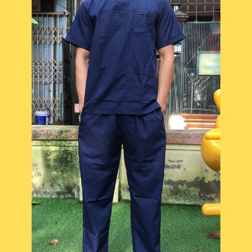 Bộ scrubs bác sĩ, quần áo y tế xanh navy nam, nữ các size S M L XL