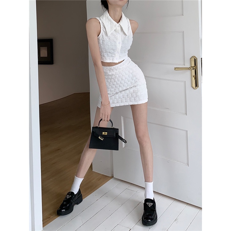 Set Áo Sơ Mi + Chân Váy Màu Trơn Phong Cách Hàn Quốc Thời Trang Dành Cho Nữ