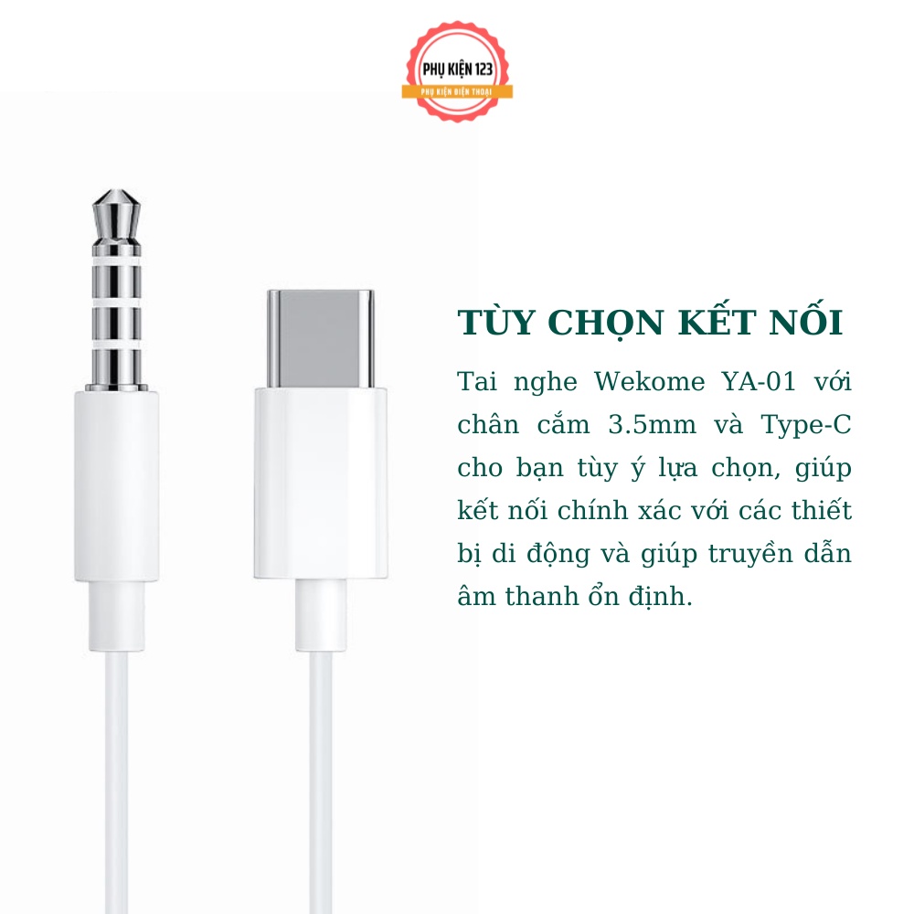 Tai nghe có dây Wekome YA-01 kiểu dáng earbud tích hợp đàm thoại, micro, âm thanh