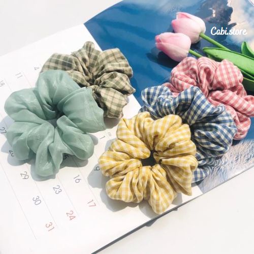 Dây buộc tóc scrunchies chất liệu vải mềm, nhẹ phong cách vintage dành cho nữ, bé gái.