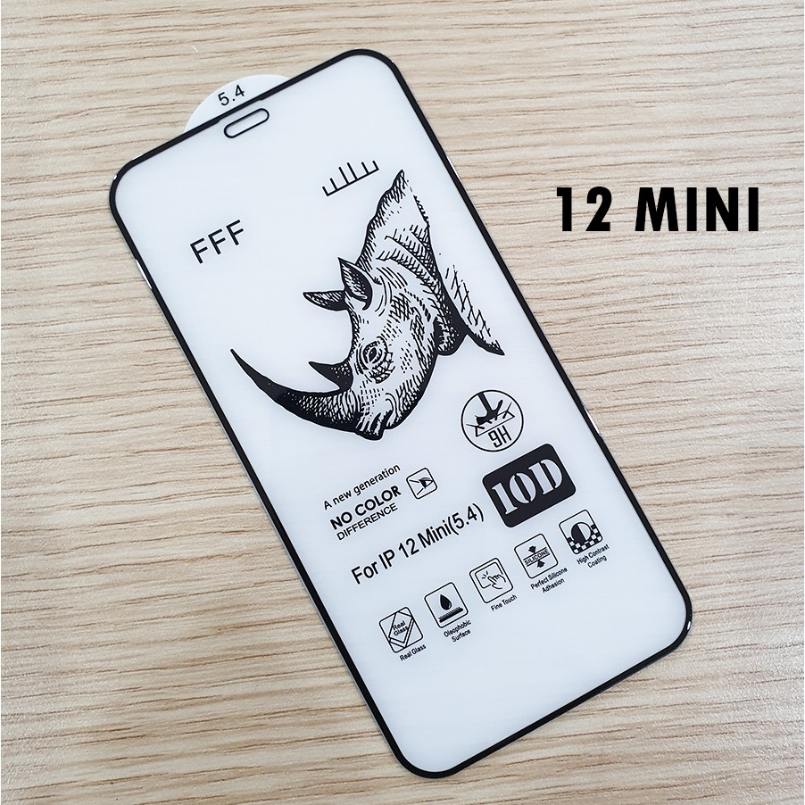 Dán cường lực phủ màn hình 10D tê giác iPhone 12 Mini/ 12/ 12 Pro/ 12 Pro Max