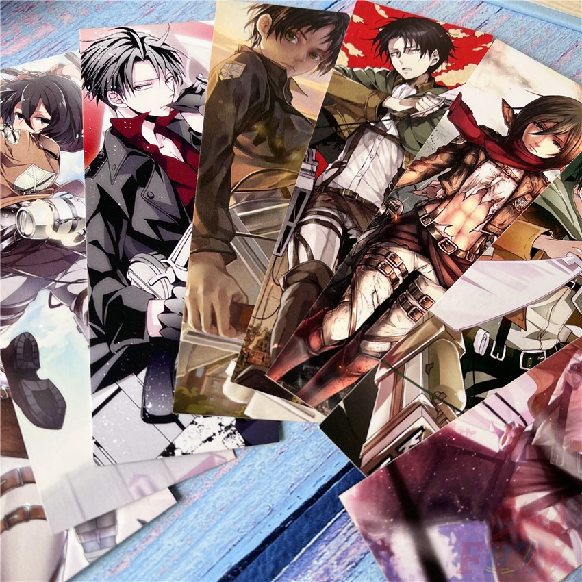 ❉ Bookmark Giấy Attack On Titan ❉ Set 8 Tấm Hình Dán Thời Trang Dùng Để Trang Trí Sách