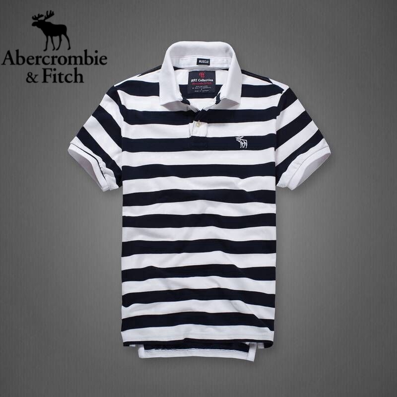 ABERCROMBIE & FITCH áo polo Tay Ngắn Màu Trơn Thời Trang Dành Cho Nam