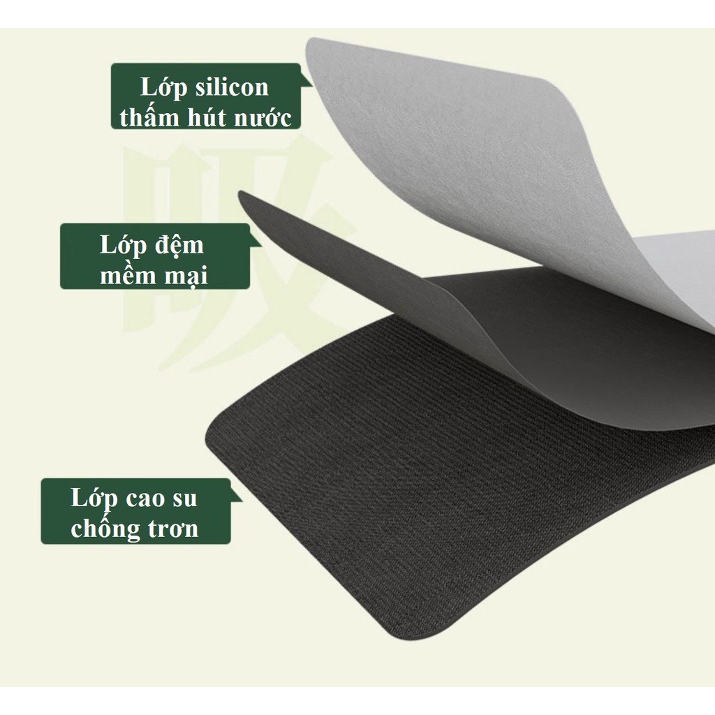 Thảm bếp phong cách Châu Âu hiện đại chất liệu Silicon thấm nước tốt