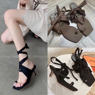 Sandal xỏ ngón quai lụa quấn chân gót nhọn fullbox hàng quảng châu cao cấp