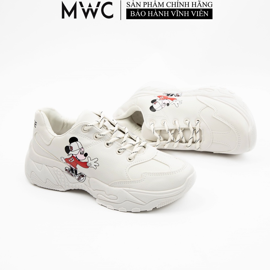 Giày Thể Thao Nam MWC Sneaker In Hình Chuột Mikey Phong Cách Trẻ Trung Năng Động Màu Trắng Kem B003