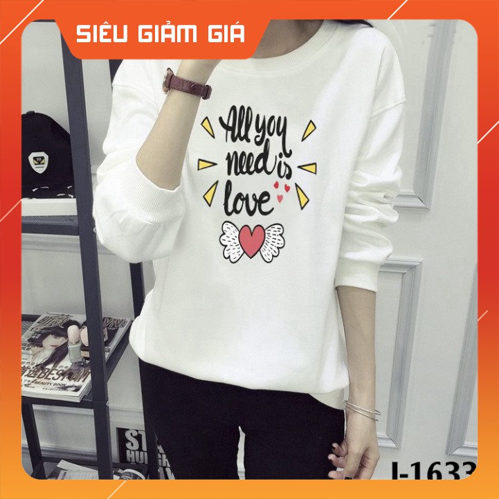 I-1633 Thời Trang Áo Thun Nữ Tay Dài In ALL YOU NEED IS LOVE [Xưởng May Giá Sỉ]