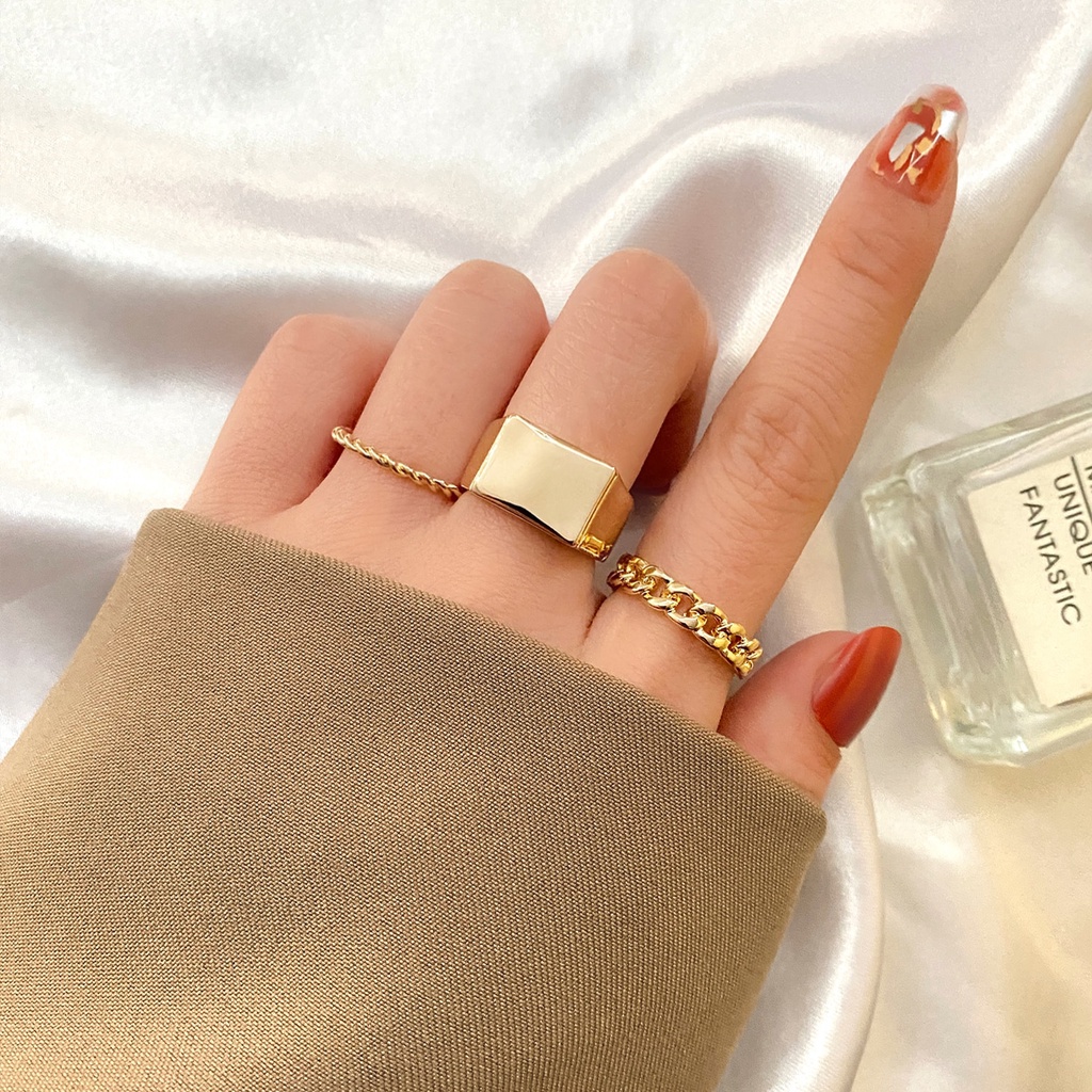 Nhẫn Thời Trang Màu Vàng Kim/Bạc Nhiều Kiểu Dáng Retro Phong Cách Hàn Quốc Cho Nam Và Nữ