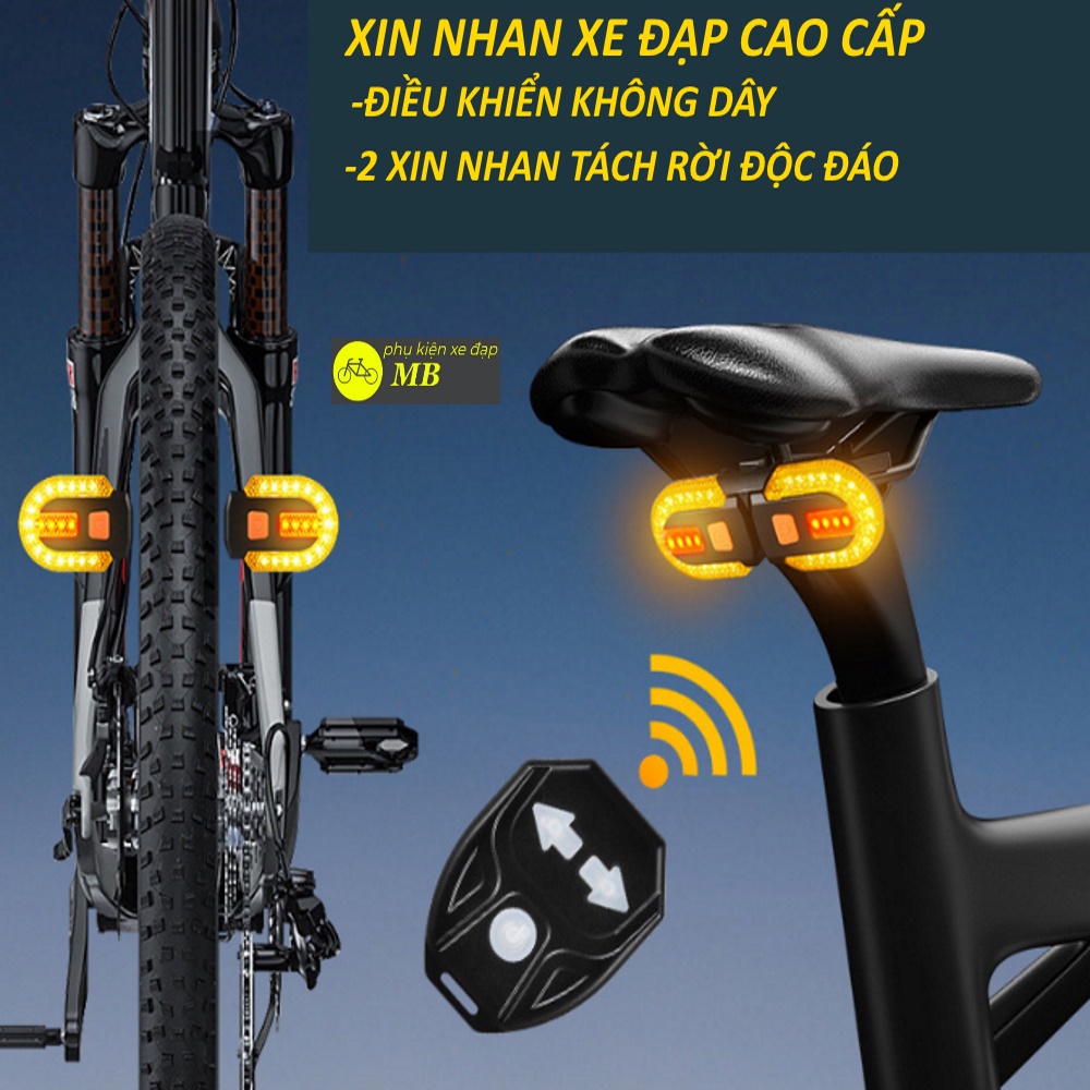 Đèn xi nhan xe đạp thể thao cao cấp tách rời gắn nhiều vị trí, đèn hậu nháy cảnh báo chống nước pin sạc usb XN03