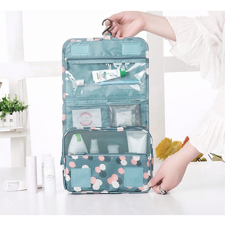 [Hàng mới về] Túi đựng mỹ phẩm và dụng cụ cần thiết cho bạn nữ có móc treo và họa tiết chấm bi/hoa độc đáo