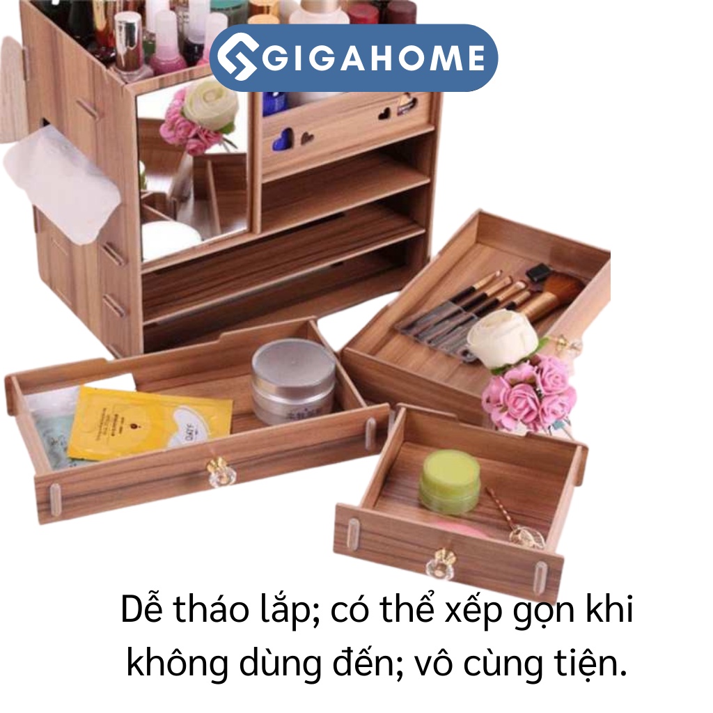 Kệ Đựng Mỹ Phẩm Siêu Tịch Ích 4 Ngăn Có Gương GIGAHOME dễ Dàng Lắp Ráp 4986