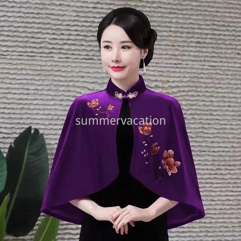 Đầm sườn xám vải nhung thêu họa tiết thủ công thời trang năm mới cho nữ | BigBuy360 - bigbuy360.vn