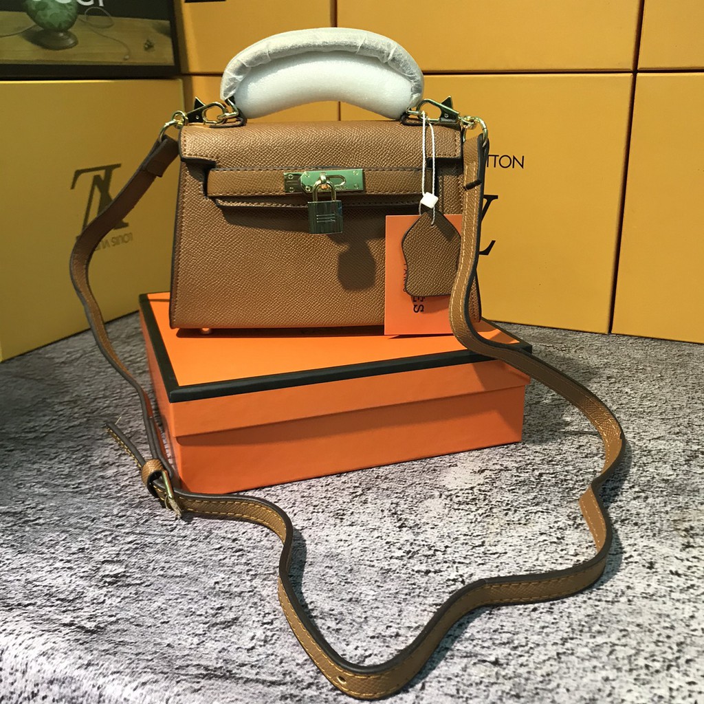 [Mã WAMT2405 giảm 10k đơn 0k] (siêu phẩm cao cấp ) túi hm mini kelly full box da lì kèm khăn | BigBuy360 - bigbuy360.vn