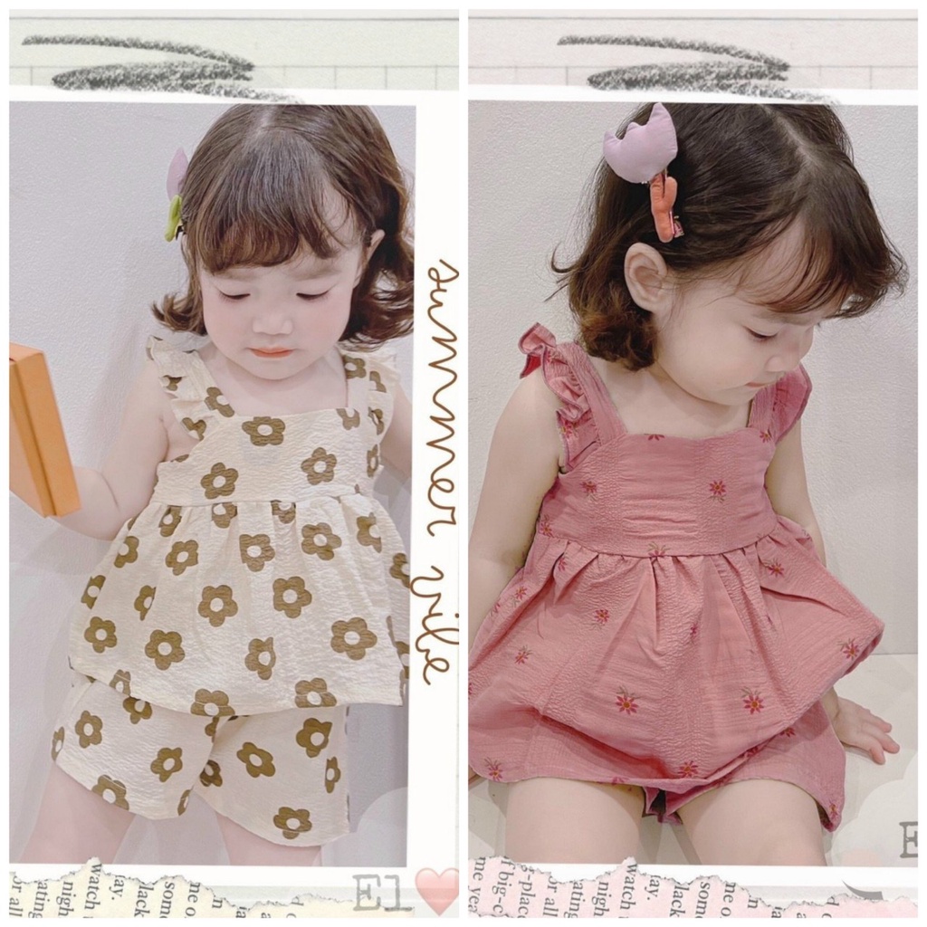 {Thanh lý giá rẻ} Bộ 2 dây hoa cúc vải (nhiều mẫu) đũi xốp siêu xinh cho bé gái 1-5 Tuổi