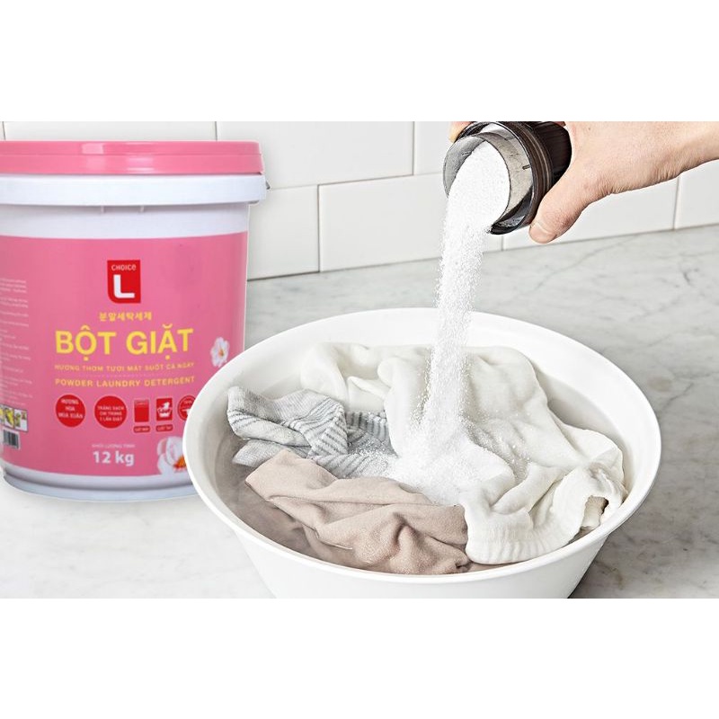 (Size khổng lồ) Bột Giặt Cực Đã Choice L Soffy Thùng 12KG - chuyên giặt công nghiệp