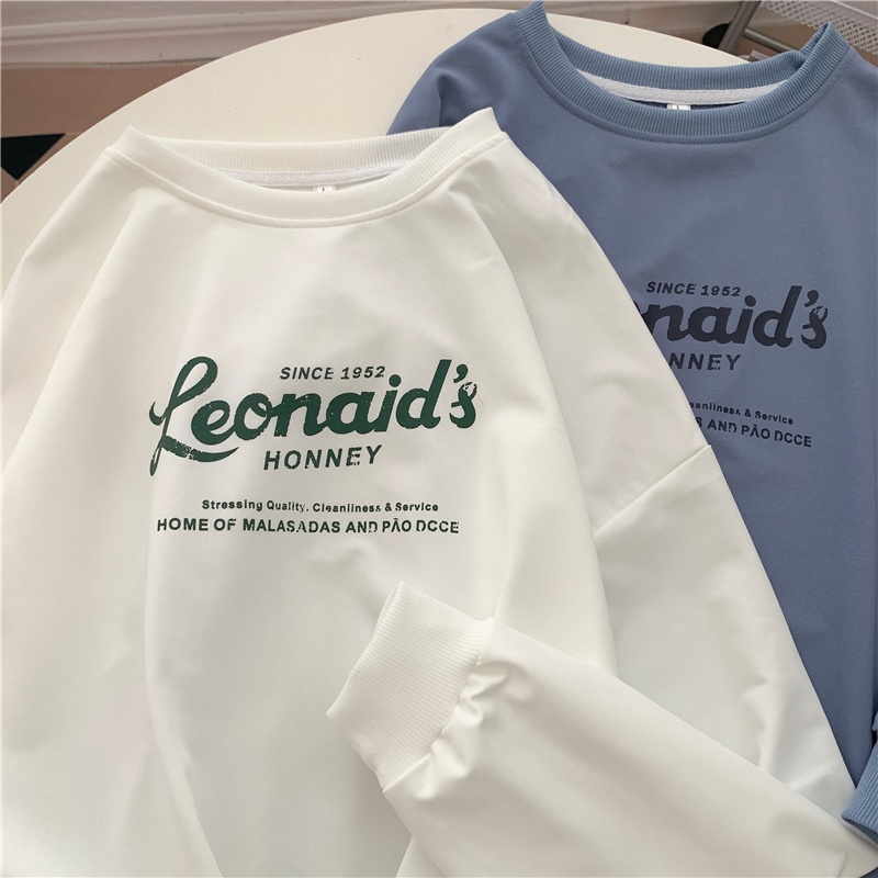 SUXI Áo Sweater Tay Dài Cổ Tròn Dáng Rộng In Chữ Thời Trang Mùa Thu Phong Cách Hàn Quốc Cho Nữ