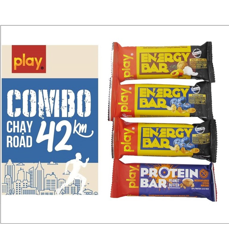Combo dinh dưỡng thể thao - Thanh năng lượng PLAY, thanh protein PLAY - Combo chạy bộ Road 42km