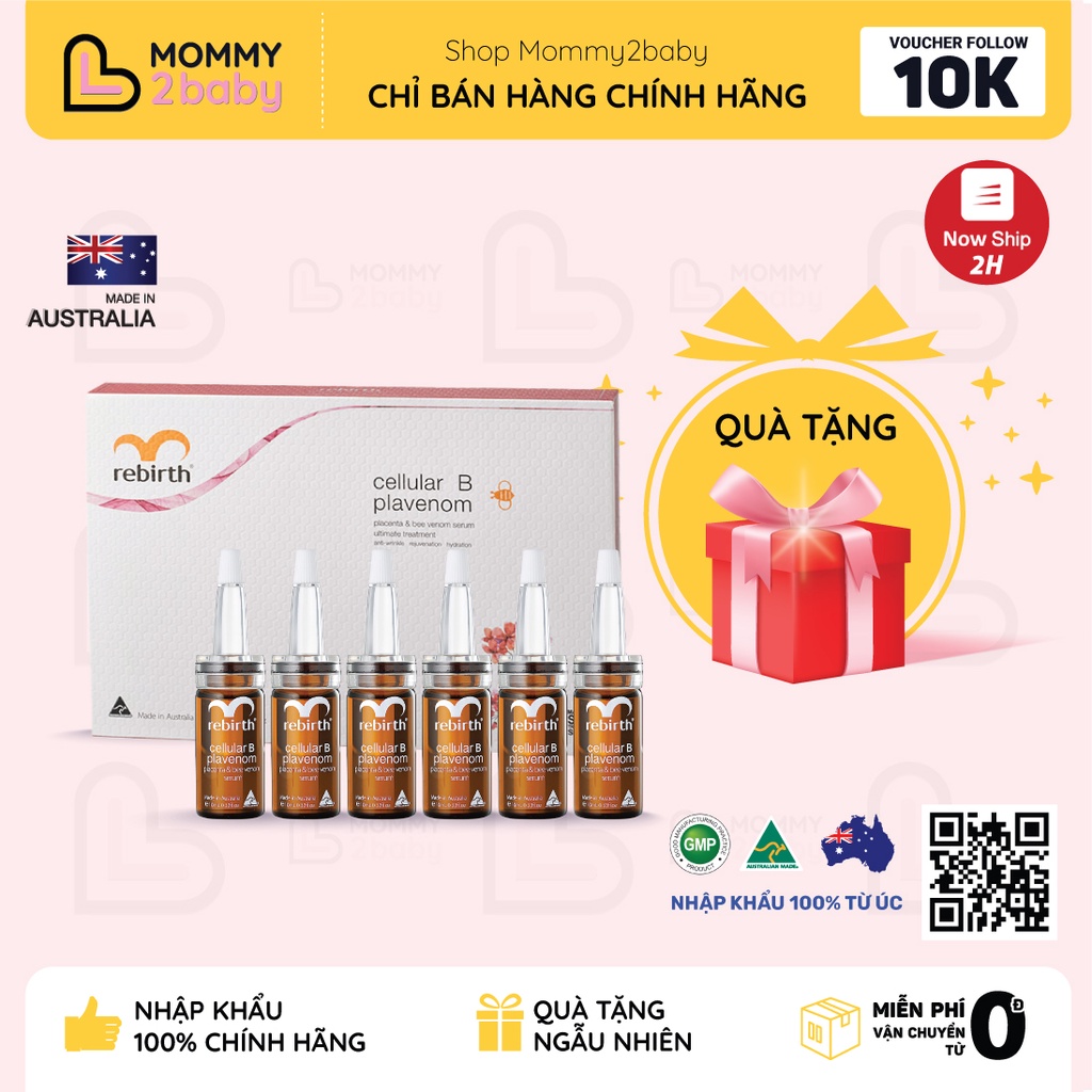 Serum Tế bào gốc Rebirth Nhau thai cừu & Nọc ong giảm nám sạm da ( 6 Chai * 10 ml ) [Nhập Khẩu Chính Hãng]