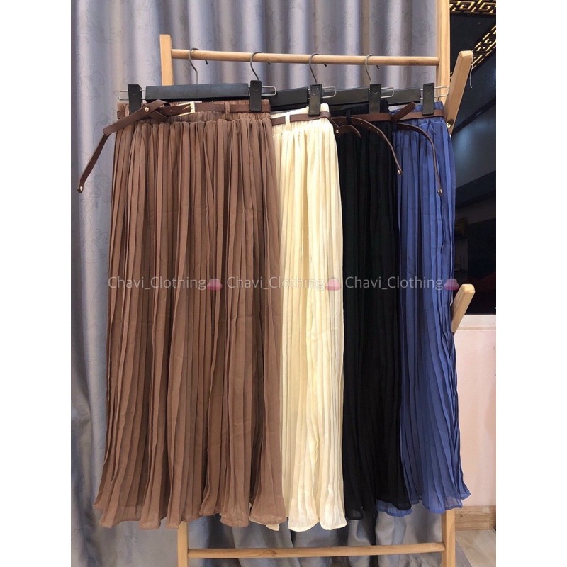 Chân váy xếp ly kèm đai - HÀNG QUẢNG CHÂU
