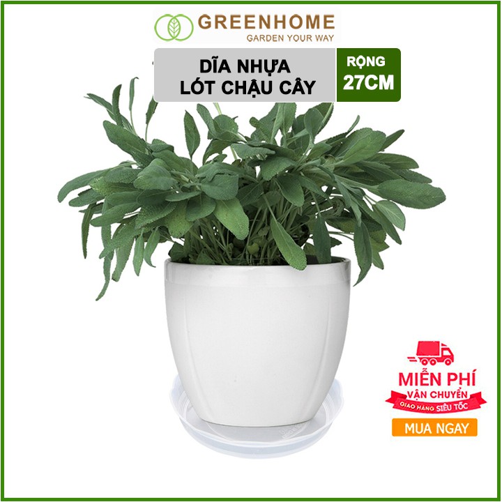 Dĩa lót chậu cây, R27cm, hình tròn, nhựa nguyên sinh, bền, đẹp | Greenhome