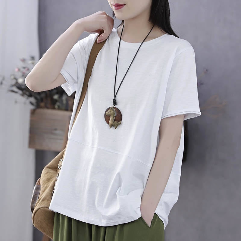 Áo Thun Tay Ngắn Dáng Rộng Thiết Kế Đơn Giản Thời Trang Cho Nữ Trung Niên