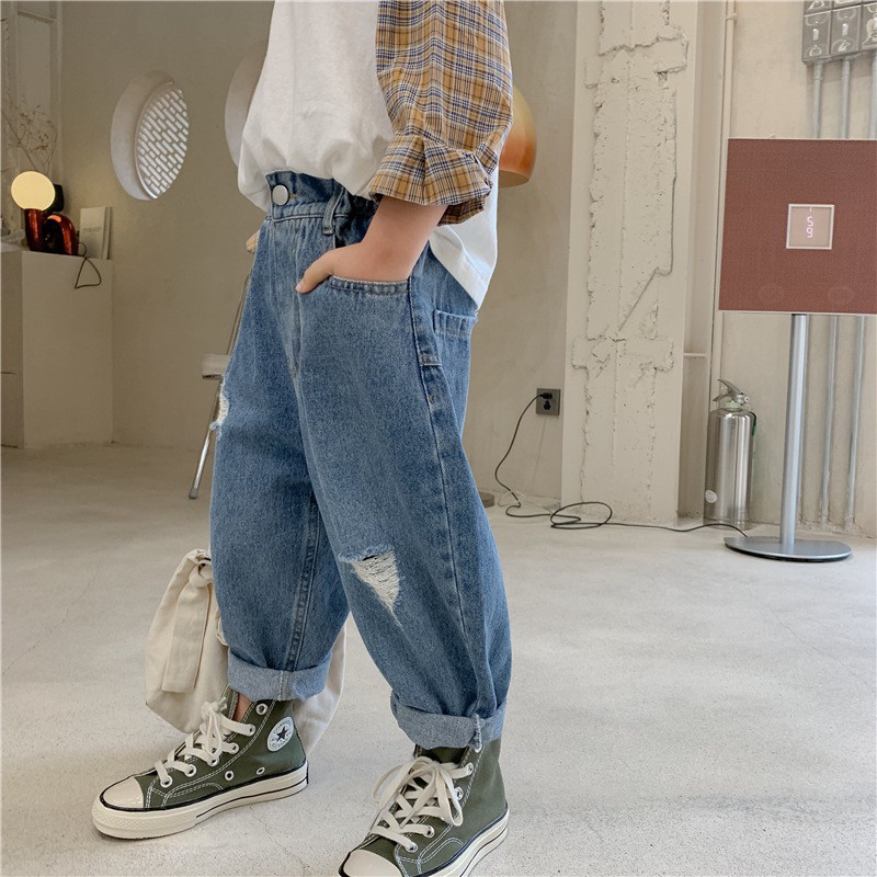 [Q106] Quần jean baggy xước sz 80-130