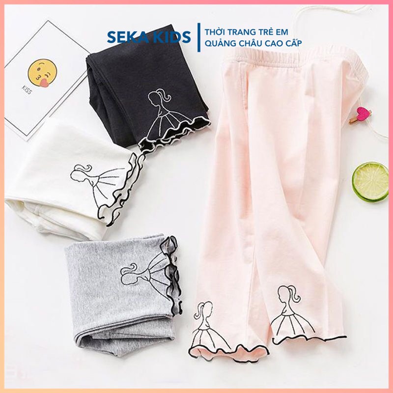 Quần legging bé gái dáng đùi ngố lửng cotton thun lạnh mềm co giãn họa tiết công chúa cho trẻ em SEKA 2105.11 CS39