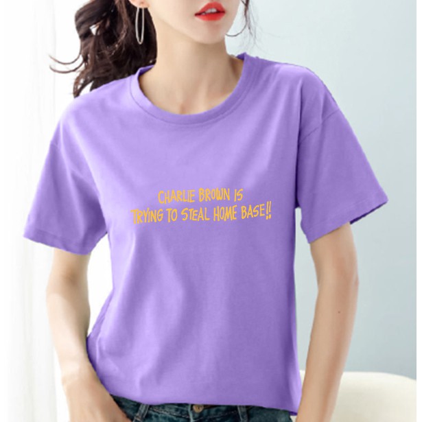 100% cotton women clothes /clothing t-shirt women round neck short sleeve print blouse tops