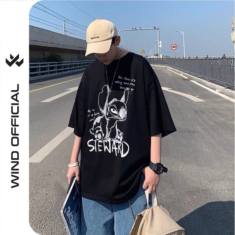 Áo thun tay lỡ WIND phông unisex form rộng STEWARD nam nữ oversize ulzzang