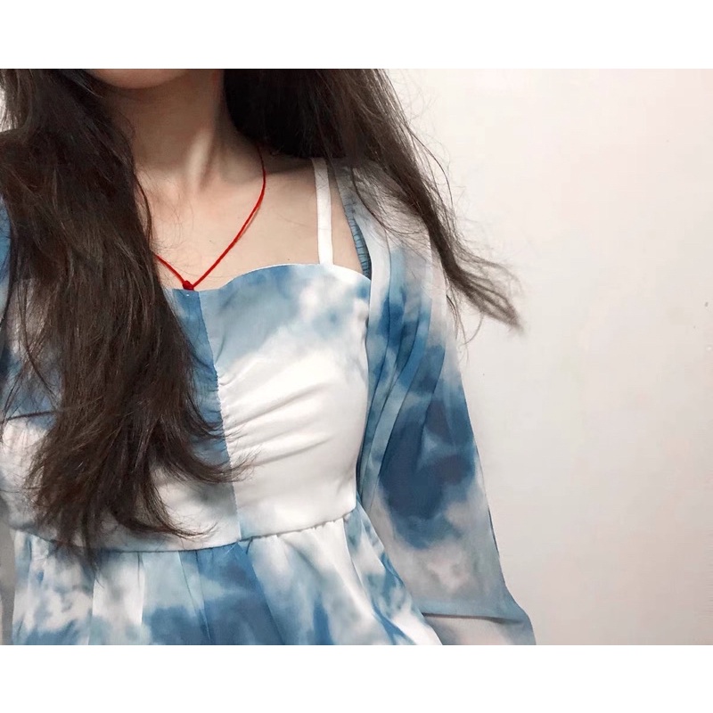 🎀  V10  Váy 2 dây | Trễ vai siu xinh siu hot màu loang 2021 ulzzang COÁ ẢNH THẬT