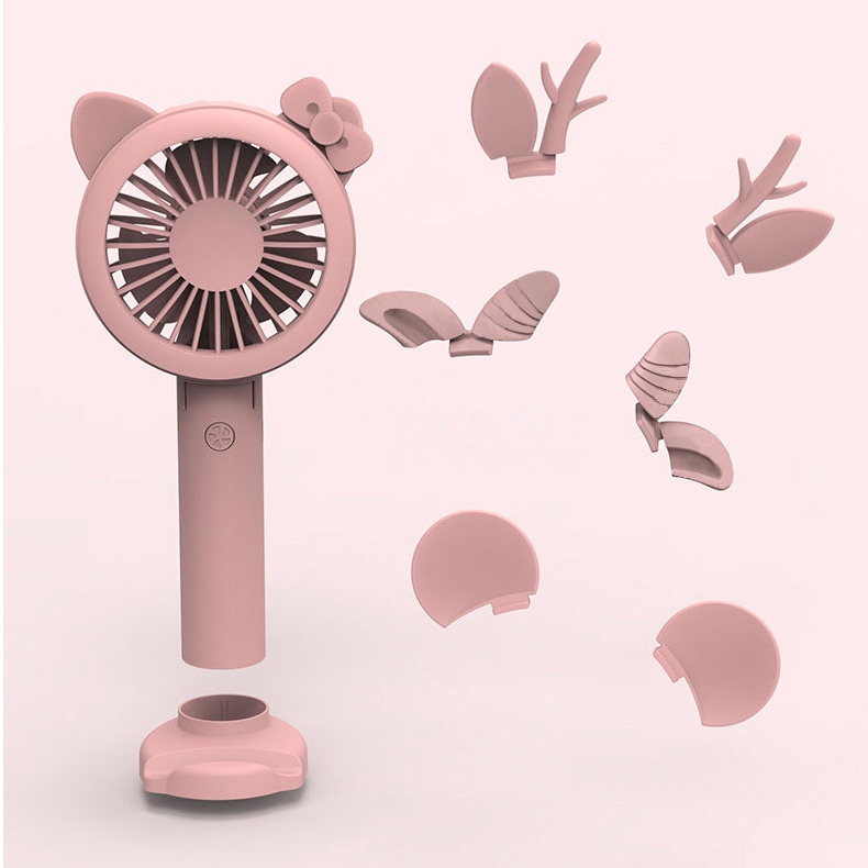 Quạt Cầm Tay IMEBOBO 3 Cấp Độ Gió Có Đèn Led Quạt Mini Cầm Tay Tích Điện Để Bàn Nhỏ Gọn Nhiều Màu Sắc