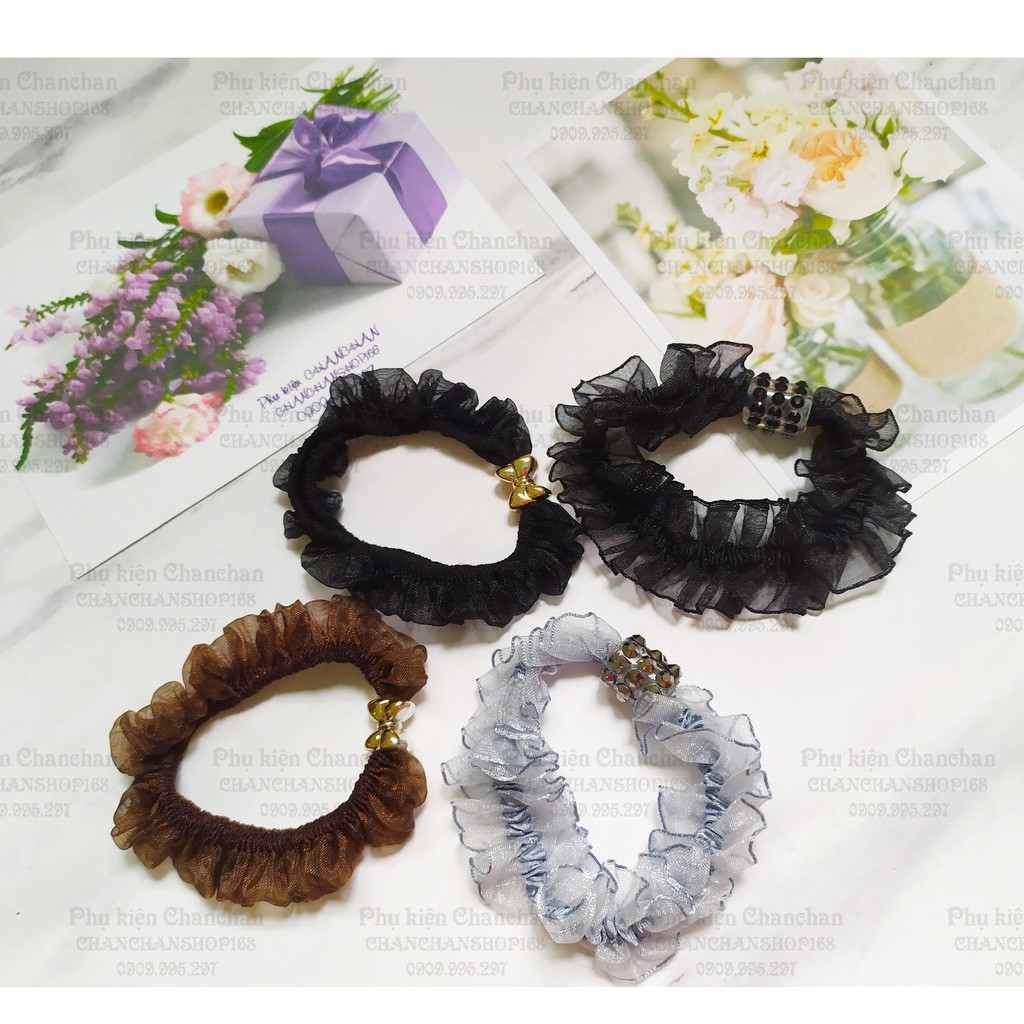 Cột tóc thun bọc vài voan bền đẹp 6k