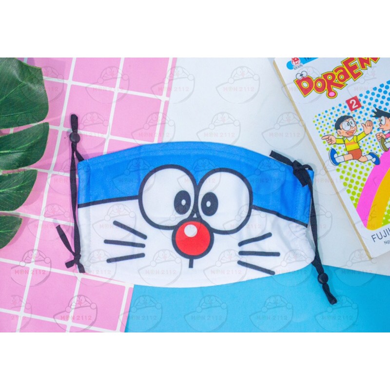 [Mã SKAMA06 giảm 8% tối đa 50K đơn 250K] KHẨU TRANG VẢI THUN NGỪƠI LỚN DORAEMON DOREMON