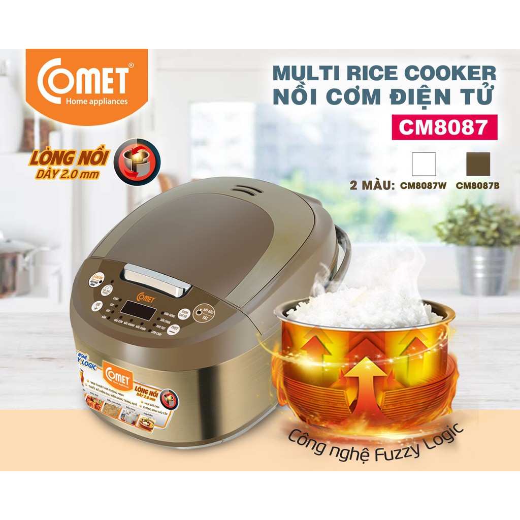 [Mã 159ELSALE hoàn 7% đơn 300K] Nồi Cơm Điện Tử Comet CM8087 - 1.8 Lít - Hàng Chính Hãng (Bảo Hành 12 Tháng)